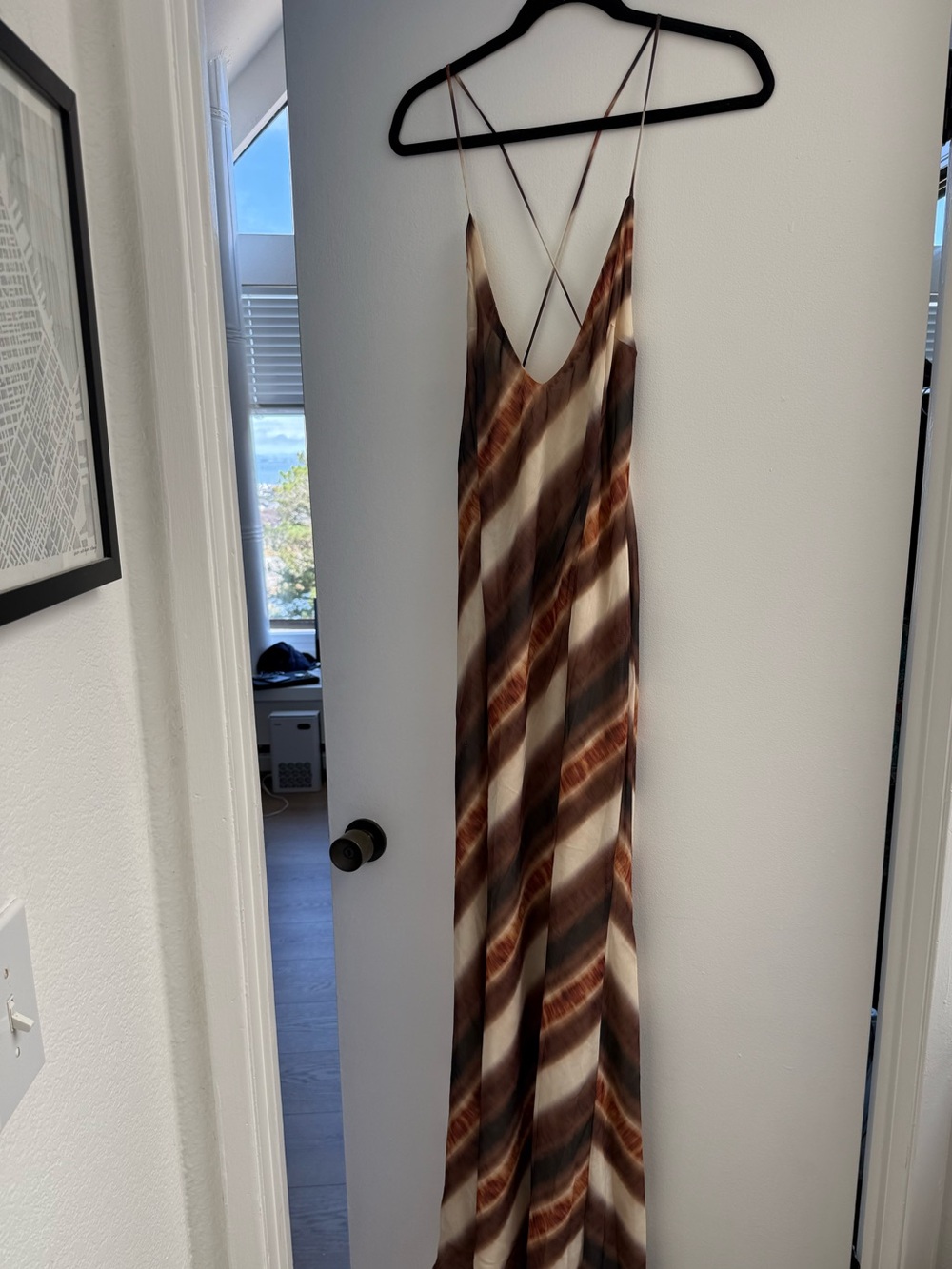 Princess Polly Brown Abstract Print Maxi Slip Dress Size 10